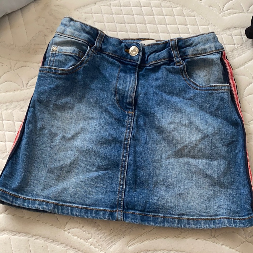 Stripe sided Denim Jean skirt Size 8/9